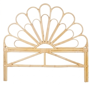 New modern minimalist boho <b>rattan</b> sunburst headboard <b>bed</b> <b>frame</b> wood eco friendly double queen bedroom furniture upholstered <b>beds</b> - Product Image 1