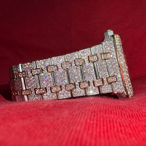 Reloj de Cuarzo de Moda con Cristal Cuadrado de Moissanita VVS Premium, Resistente al Agua, con Correa de Acero Inoxidable y Diamantes, Lujoso para Hombre - Product Image 1