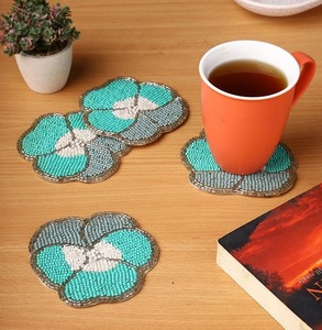 Handmade <b>Beaded</b> Coaster with Colorful Design Perfect for Tea Time Decor by Creative Art Zone - Product Image 2
