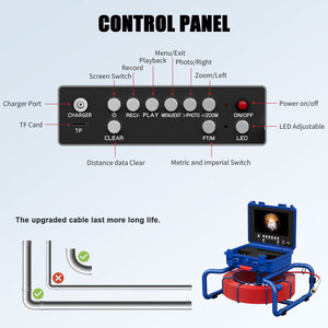 Caméra d'inspection de canalisation 50M avec écran IPS 9 pouces 1080P, localisateur 512Hz, compteur de mètres, auto-nivelante, DVR et tige en fibre de verre de 7mm - Product Image 5