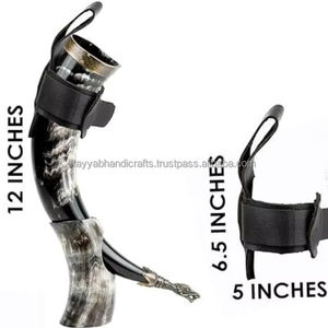 Auténtico Cuerno para Beber de la Mejor Calidad, Copa de Marfil con Soporte, Apto para Alimentos y Antiderrames, Jarra de Cerveza Nórdica - Product Image 1