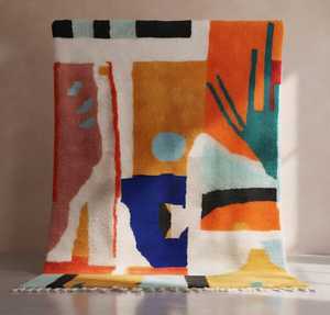 Tapis marocain Beni Ourain noué à la main |   Tapis shaggy berbère 100% laine |   Tapis géométrique bohème fait main sur mesure en gros - Product Image 4