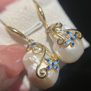 Handmade S925 Silver Baroque Freshwater <b>Pearl</b> <b>Dangle</b> <b>Earrings</b> for Women Retro Heterosexual Earhooks DIY - Product Image 5
