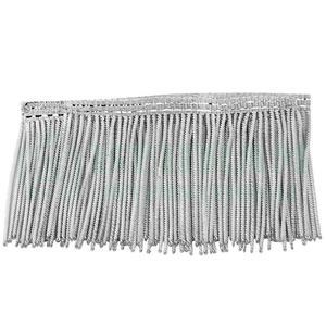 Fil de bouillon de qualité supérieure en gros, garniture élégante à franges argentées, dentelle à franges en fil métallique argenté pour usage liturgique textile - Product Image 2