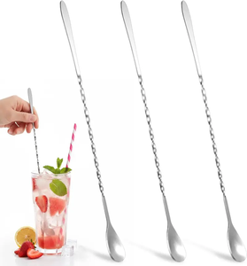 Cuillère de bar en acier inoxydable, 4 couleurs différentes, personnalisable, 12 pouces (30 cm), manche long torsadé, écologique - Product Image 2