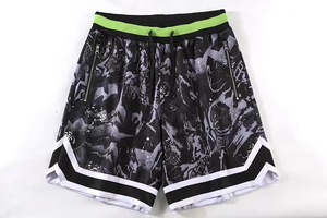 Men's Blue Print Quick Dry Drawstring Shorts Regular Fit Summer Sport Wear Polyester Material Sports Jerseys - Product Image 5