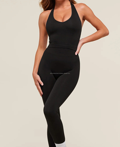 Camisetas sin mangas con cuello Halter para mujer para entrenamiento, gimnasio y Yoga, camisetas de compresión de tela de LICRA transpirable, estilo callejero - Product Image 1