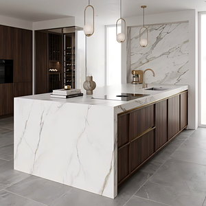 Dalle en pierre frittée Calacatta Platinum de haute qualité 3200x1600x12mm Antidérapante et antibactérienne Convient pour le plan de travail de <span class=keywords><strong>cuisine</strong></span> - Product Image 2