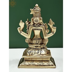 Escultura hecha a mano de latón de 6 pulgadas de la diosa Rajarajeshwari Tripura Sundari estatua ídolo de la India - Product Image 4