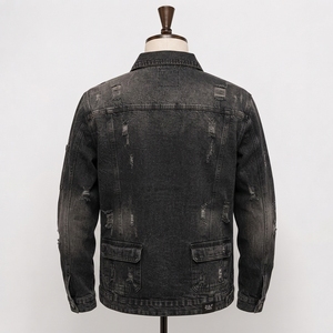 Veste en jean bleue pour homme, tissu en denim de coton de qualité supérieure, manches longues, fermeture à boutons, coupe confortable, vêtements décontractés pour l'extérieur, OEM - Product Image 2