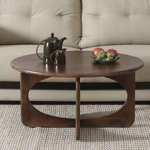 Walnut Finish Round Shape <b>Oval</b> Style Modern Folding Legs Eco Friendly Solid Mango Wooden Home Office Living Room <b>Coffee</b> <b>Tables</b> - Product Image 1