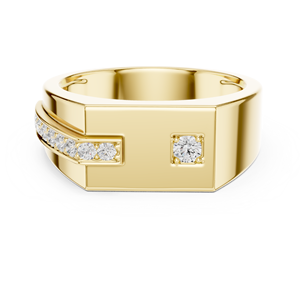 Bague signet géométrique pour homme en or jaune avec diamant de laboratoire |   Bague de mariage moderne et élégante, cadeau de luxe pour lui - Product Image 2