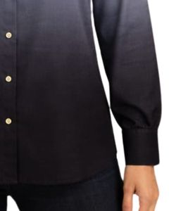 Chemise boutonnée à manches longues pour femme, dégradé gris clair vers noir, style décontracté pour le bureau, fabrication sur mesure, vêtements OEM personnalisés - Product Image 5