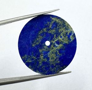 Lapis-lazuli naturel bleu, cadran rond plat 31,5 mm, qualité excellente, pierre précieuse en vrac, idéal pour la fabrication de bijoux avec perçage gratuit - Product Image 3