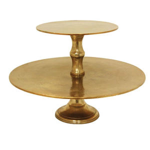 High Quality Metal Brass Plated 2 Tier Cake Stand Dining Table New Decoration <b>Cupcake</b> Dessert Stand for Home Hotel & Restaurant - Product Image 2