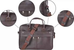 100% Genuine Leather Men's Laptop Briefcase <b>Bag</b> Premium Quality Durable Vintage Design Portable Lightweight Waterproof Briefcase - Product Image 4