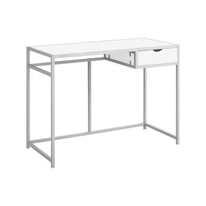Scrivania Moderna Contemporanea da 42 Pollici per Ufficio Domestico con Cassetti Portaoggetti, Laminato Bianco e Metallo Nero per Lavoro con Laptop - Product Image 2