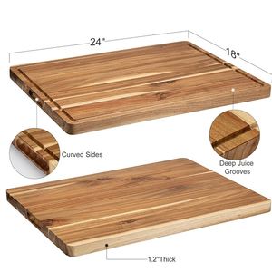 Tabla de cortar de madera de acacia ecológica al por mayor con asa, tabla de servir artesanal para cocina, bandeja para pizza para el hogar y exportación - Product Image 6