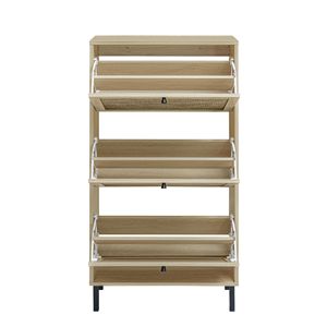 Scarpiera a 3 ante in rattan, mobiletto moderno autoportante per l'ingresso - Product Image 6