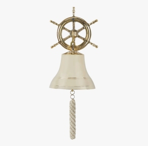 Cloche de bateau Art Déco en laiton, décor mural de roue de bateau marine, avec cordon, décoration intérieure, Diwali, haute qualité, vente en gros - Product Image 1