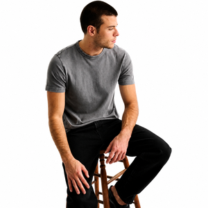 T-shirt à manches courtes gris pour homme, coupe classique, col rond, style décontracté, tissu jersey 100% coton - Product Image 2