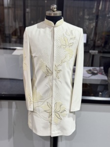 <b>Men's</b> for Sherwani Embroidered Floral Design Traditional Indian Wedding Attire Regular Fit All Seasons Moisture Wicking Quick - Product Image 2