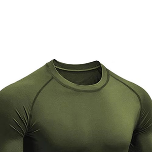 Conjunto de Compresión Verde Oliva para Hombre, Camiseta de Manga Larga con Cuello Redondo y Pantalones, Secado Rápido, Spandex y Poliéster, para Todas las Temporadas, Kit Sólido - Product Image 3