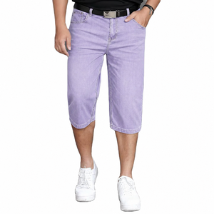 Pantalones Cortos de Mezclilla para Hombre, Estilo Nuevo, Hechos a Medida, Lavado Ácido, Color Sólido, 100% Algodón, Largos - Product Image 1