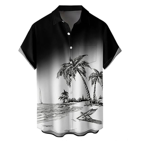 Chemises de plage pour hommes, personnalisées avec logo, vêtements d'été décontractés, séchage rapide, 100% coton. - Product Image 6