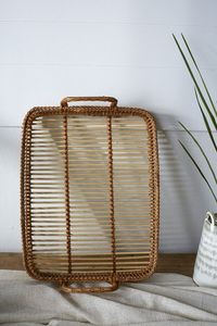 Handmade Natural Rattan Modern Eco-Friendly Wedding <b>Decorative</b> Handwoven Wicker Serving Tray with Handles Elegant Table Decor - Product Image 4