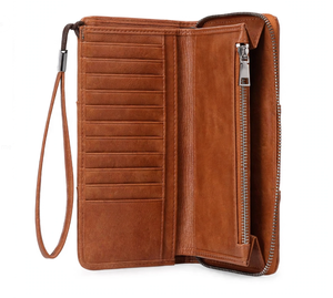 Portefeuille de passeport unisexe en cuir PU RFID, grande capacité, fermeture éclair longue, polyester, sac de rangement multifonction pour voyage, documents - Product Image 5