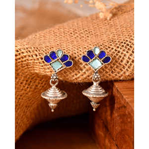 Boucles d'oreilles en argent Meera Jaipur Neel Pushpa Fashion - Product Image 2