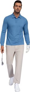 Chemises polo à manches longues pour hommes, légères, à séchage rapide, pour le golf, protection solaire, chemise décontractée à col boutonné, tee-shirt polo - Product Image 4