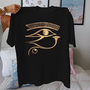 Oeil d'Horus égyptien T-shirt confortable en pur coton pour femme - Product Image 1
