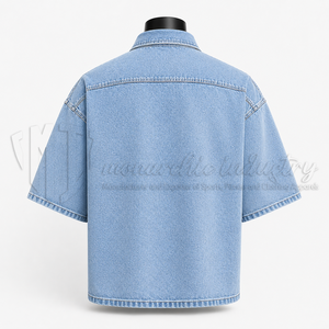 Camisa de Mezclilla Personalizada para Hombre, Estilo Casual Otoñal, Talla Grande, con Botones a Presión, Fabricante de Ropa Ecológica ODM - Product Image 2
