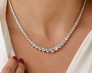 Collier en argent 925 pour femme avec diamant Moissanite, taille brillant rond, bijou de mariage classique - Product Image 4