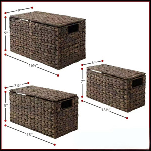 Juego de Cestas de Almacenamiento Rectangulares Apilables de Ratán Natural para Organización del Hogar Rústica y Multiusos - Product Image 4
