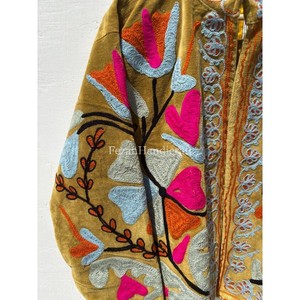 Indian Velvet Suzani Jacket Uzbek Embroidery Jacket With Two Side Pocket Boho Chic Jacket Women's <b>Gifts</b> - Product Image 4