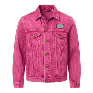 Veste en jean légère pour femme avec logo personnalisé, bouton unique, motif uni, tissée, respirante, écologique, coupe-vent, collection automne - Product Image 1
