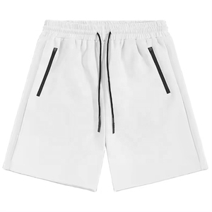 Pantalones Cortos Bermuda de Algodón Blanco para Hombre, Cintura Elástica, Color Sólido Informal, Tejido Transpirable, Corte Medio - Product Image 1