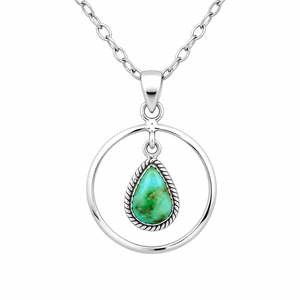 Pendentif en argent turquoise vert, argent sterling 925, fait main, style western, pendentif en pierre précieuse, couleur vibrante, cadeau pour elle - Product Image 2