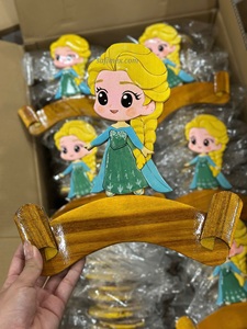 Plaque de porte artisanale en bois pour enfant, décoration murale de dessin animé, nom de l'enfant, intarsia, artisanat du bois, souvenir - Product Image 4