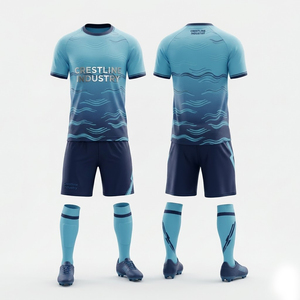 Conjunto de Camiseta y Pantalones Cortos de Fútbol Crestline Industry para Hombre, Cuello Redondo, Sublimado, Absorbente de Humedad, Uniforme Deportivo, Color Degradado - Product Image 6