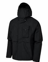 Blouson Bomber Homme Noir à Capuche, Coupe Droite, Imperméable en Polyester, Fermeture Éclair, Style Décontracté Automne, Color Block