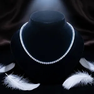 Collier tennis en diamant de laboratoire, argent 925, taille ronde, serti à griffes, vente en gros, fabricant de bijoux fins - Product Image 1