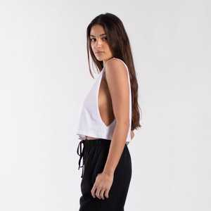 Crop top blanc sans manches pour femme, col rond, couleur unie, jersey, style minimaliste, vêtements printemps-été - Product Image 2