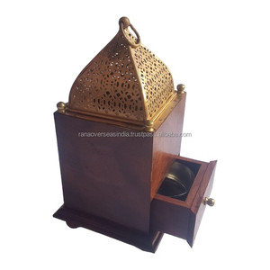 Quemador de incienso de cono de carbón de metal y madera de lujo con cajón perfecto para un ambiente aromático en cualquier espacio a las mejores tarifas - Product Image 1