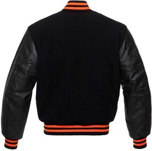 Vestes universitaires personnalisées en gros à prix abordable, noires foncées en laine, longueur standard, avec patchs sur le devant - Product Image 2