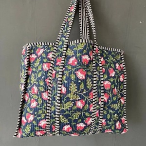 Sac fourre-tout matelassé en coton à imprimé floral fait main |   Sac de marché écologique - Product Image 6