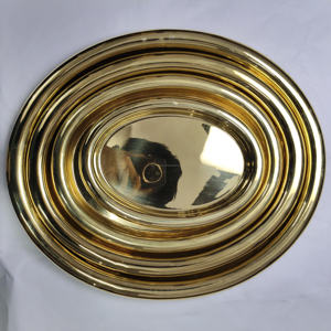 ชุดถาดเสิร์ฟรูปวงรีสแตนเลสสตีลเคลือบทองหรูหรา 4 ชิ้น แบบซ้อนได้ ขัดเงาเหมือนกระจก สำหรับบุฟเฟ่ต์ - Product Image 6